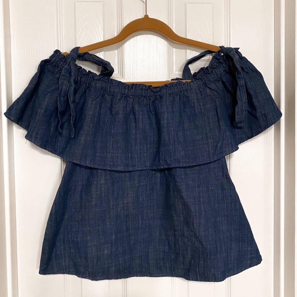 MACY’s | soft denim off-the-shoulder top